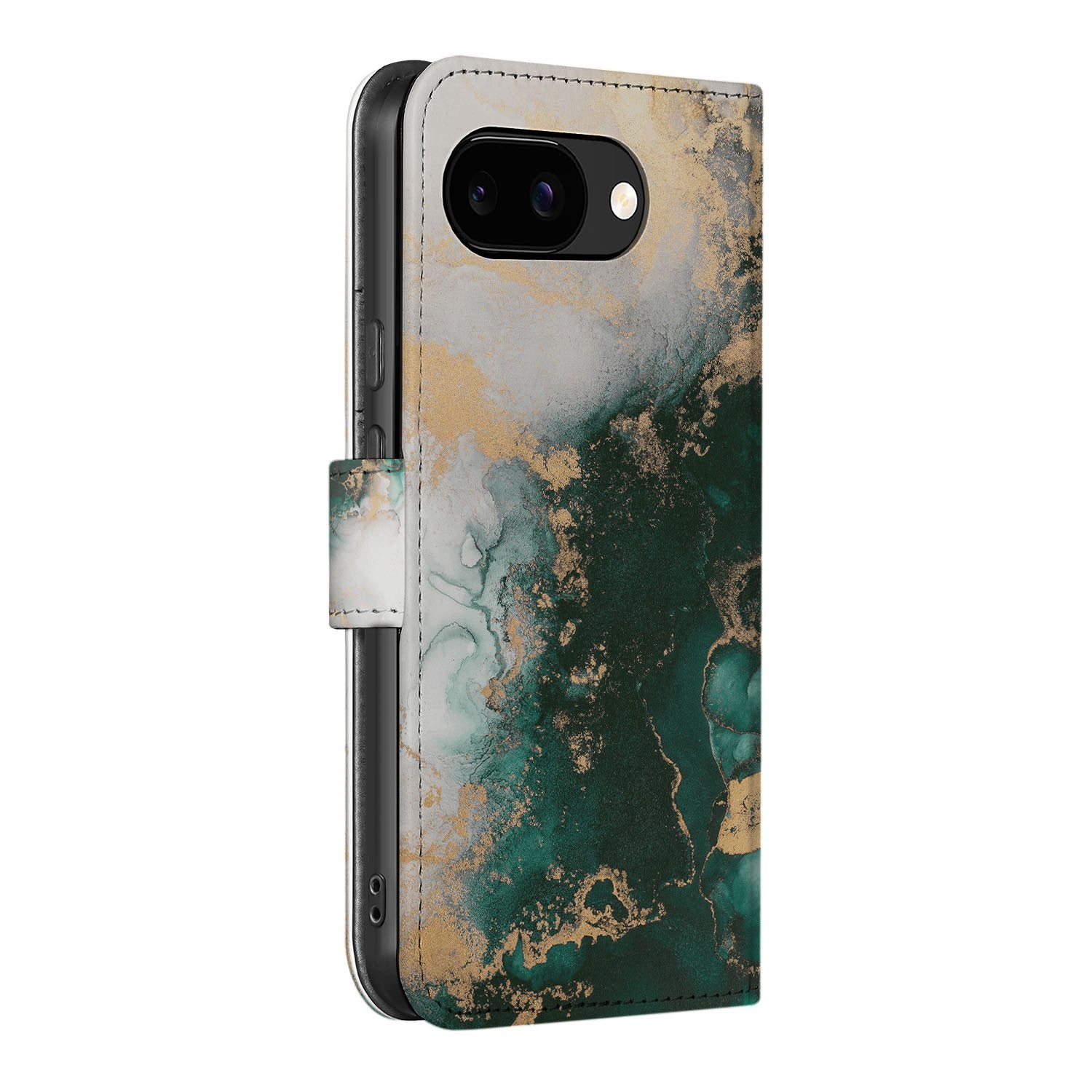 Marmer Groen Google Pixel 9a Bookcase boekcase marmerdesign zijaanzicht