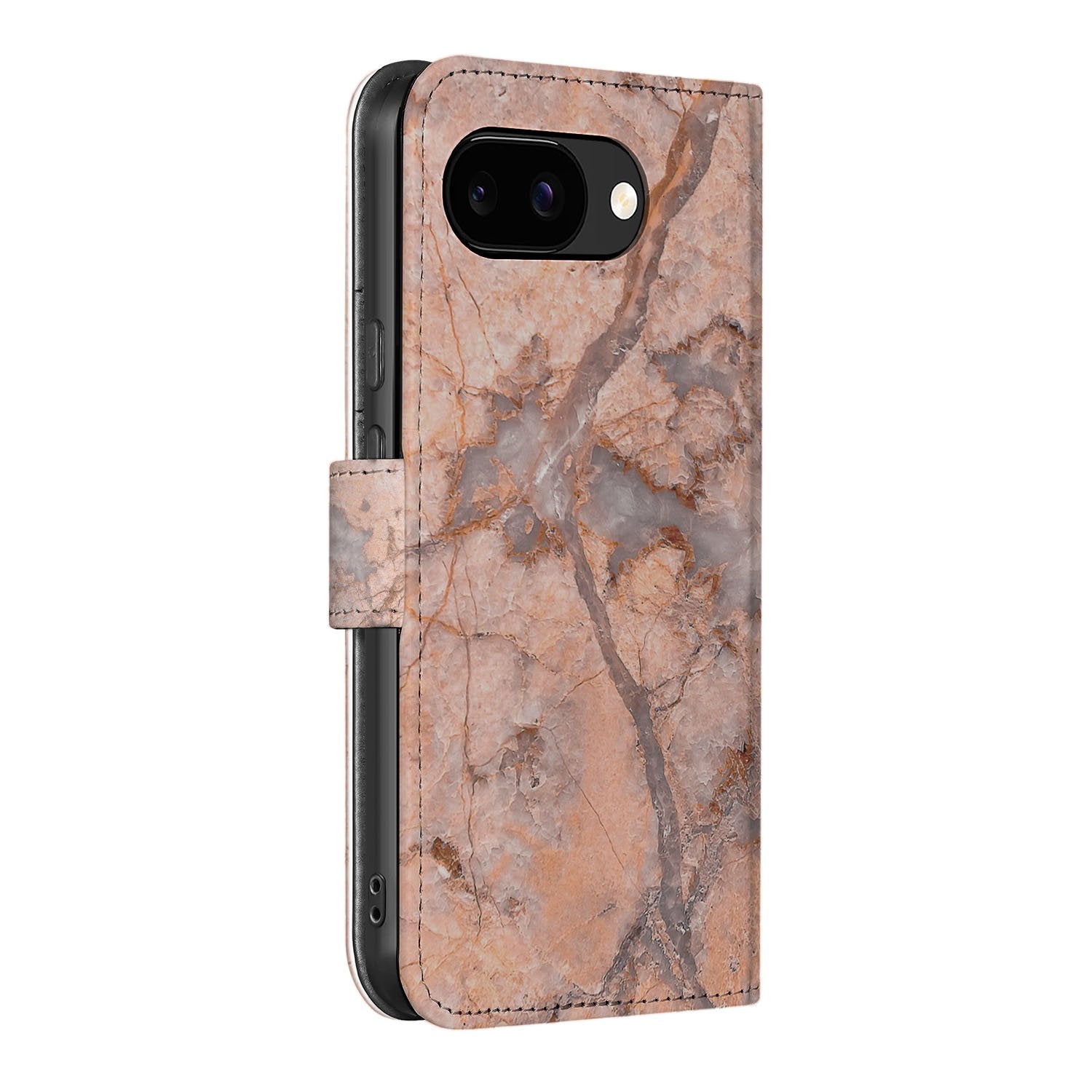 Marmer Oranje Google Pixel 9a Bookcase Hoesje aanzicht