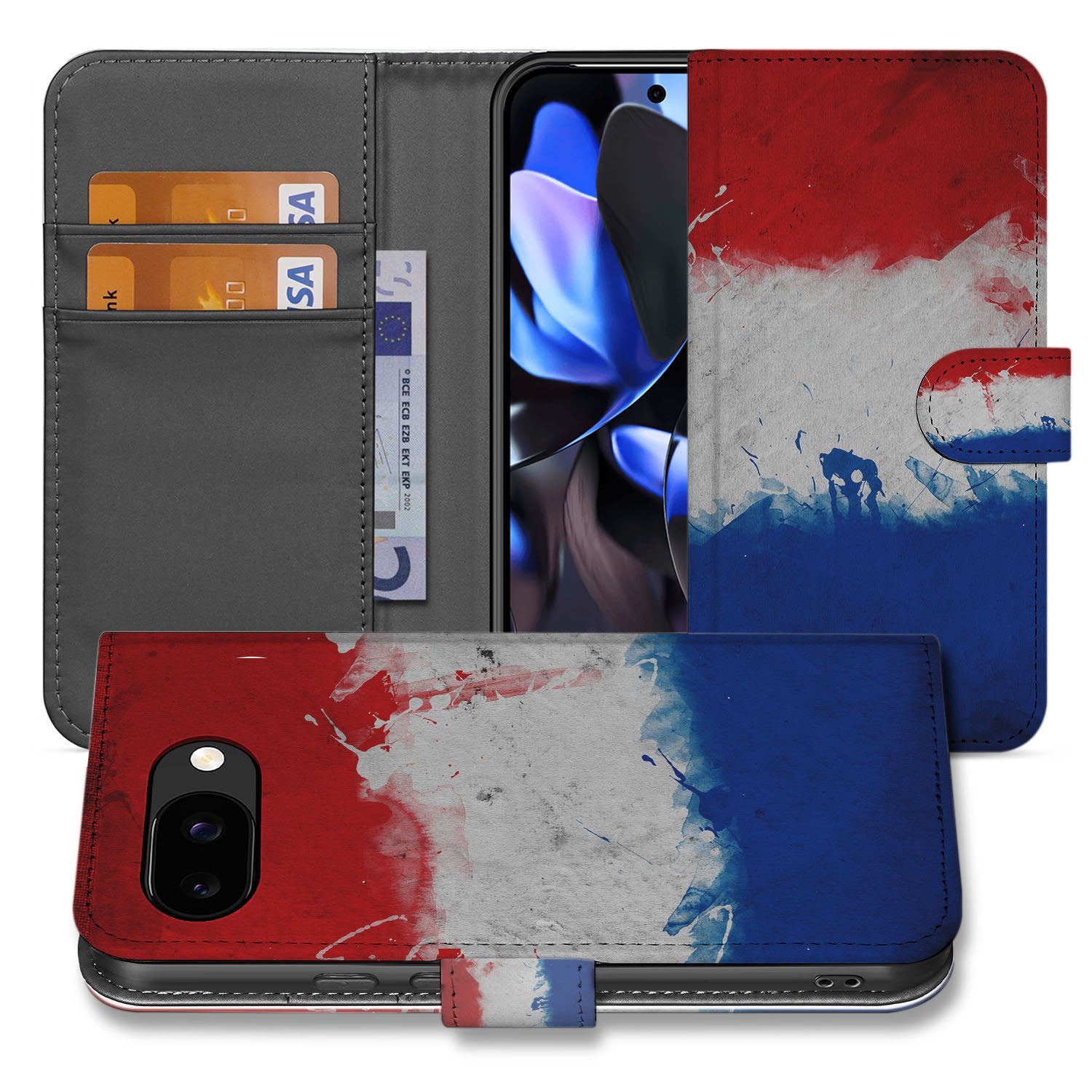 Nederlandse Vlag Google Pixel 9a Book Case Portemonnee Hoesje voorzijde design kunstzinnig