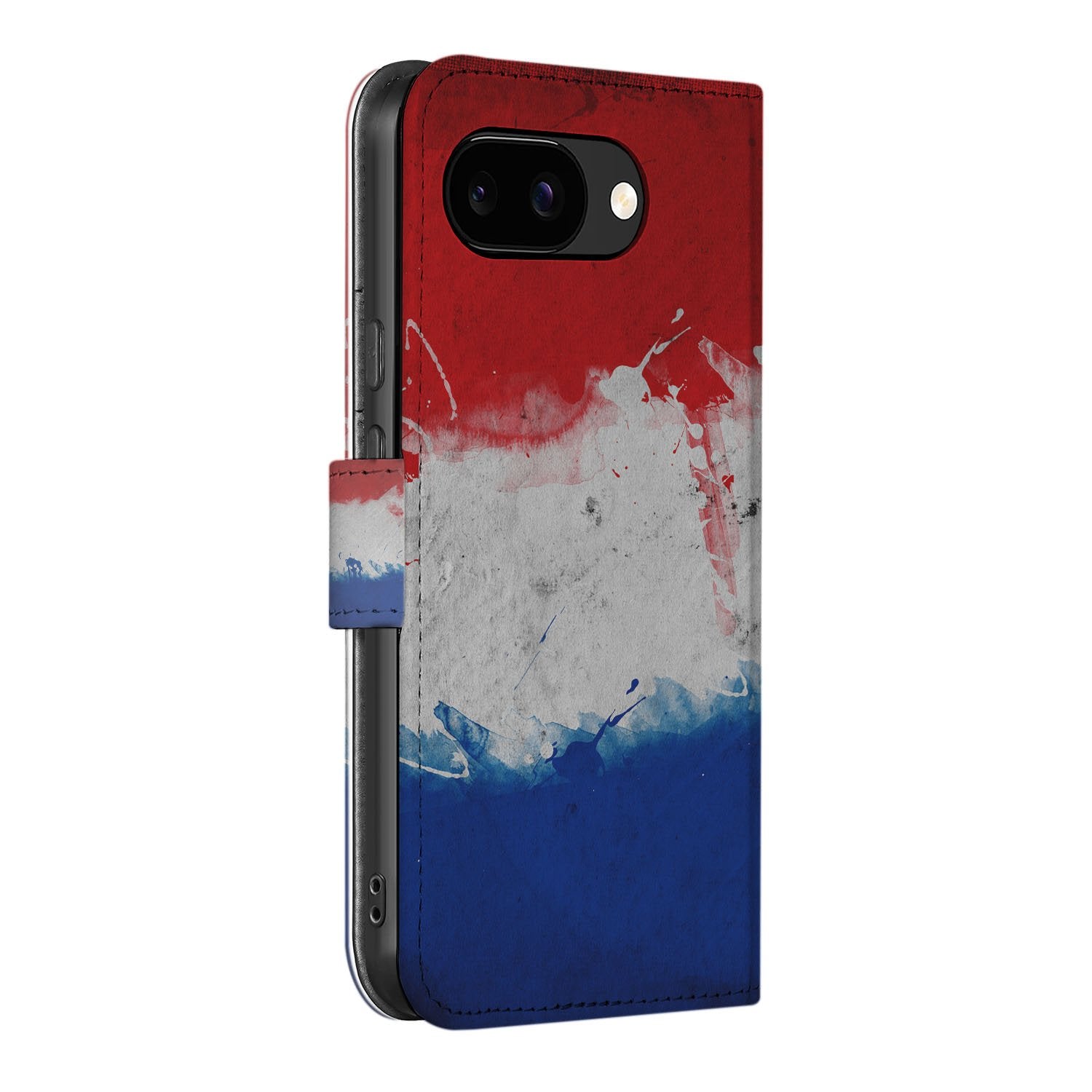 Nederlandse Vlag Google Pixel 9a Book Case Portemonnee Hoesje designnaam zijaanzicht