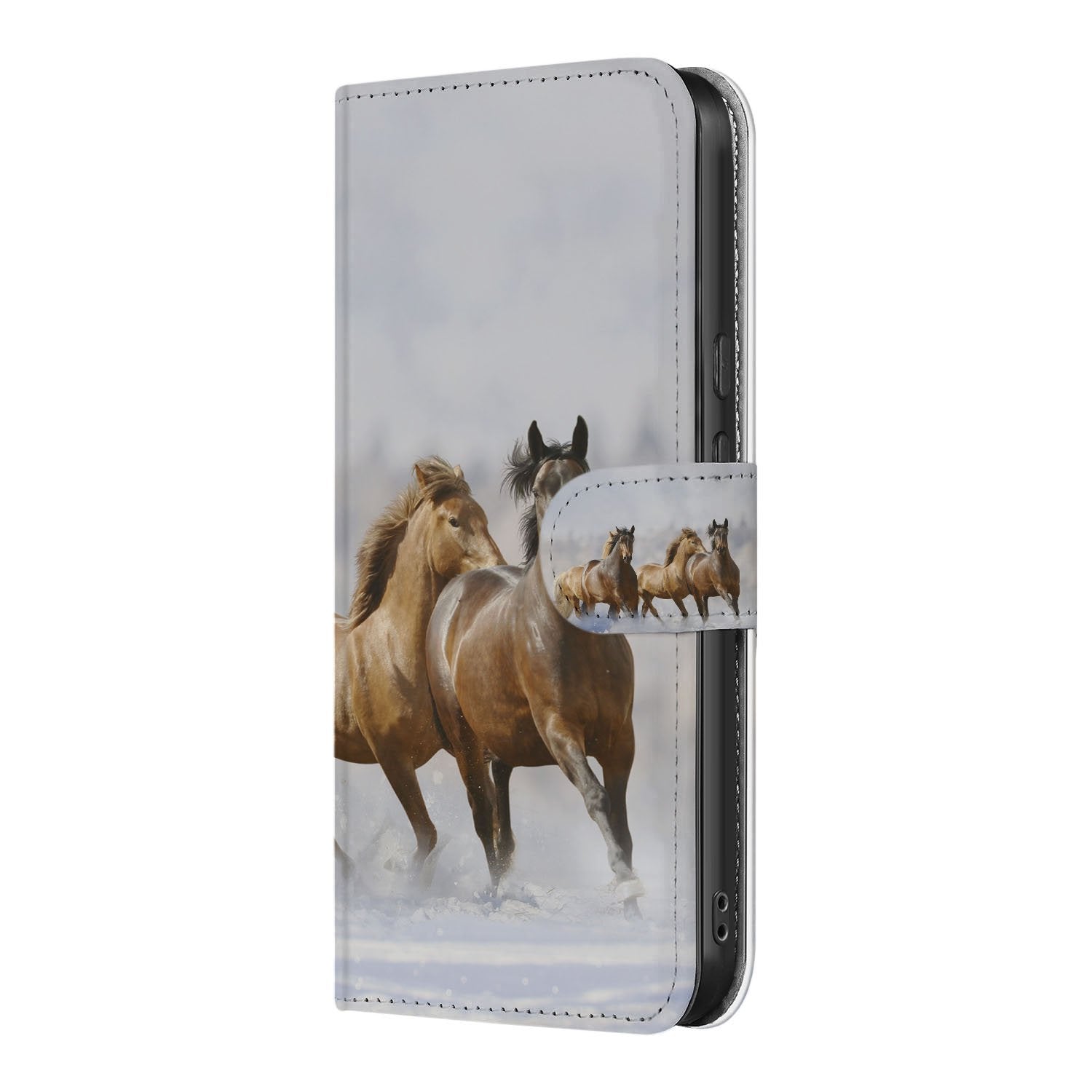Paarden Motief Book Case Google Pixel 9a Luxe Portemonnee Hoesje Met Binnenvak En Pashouders zijaanzicht