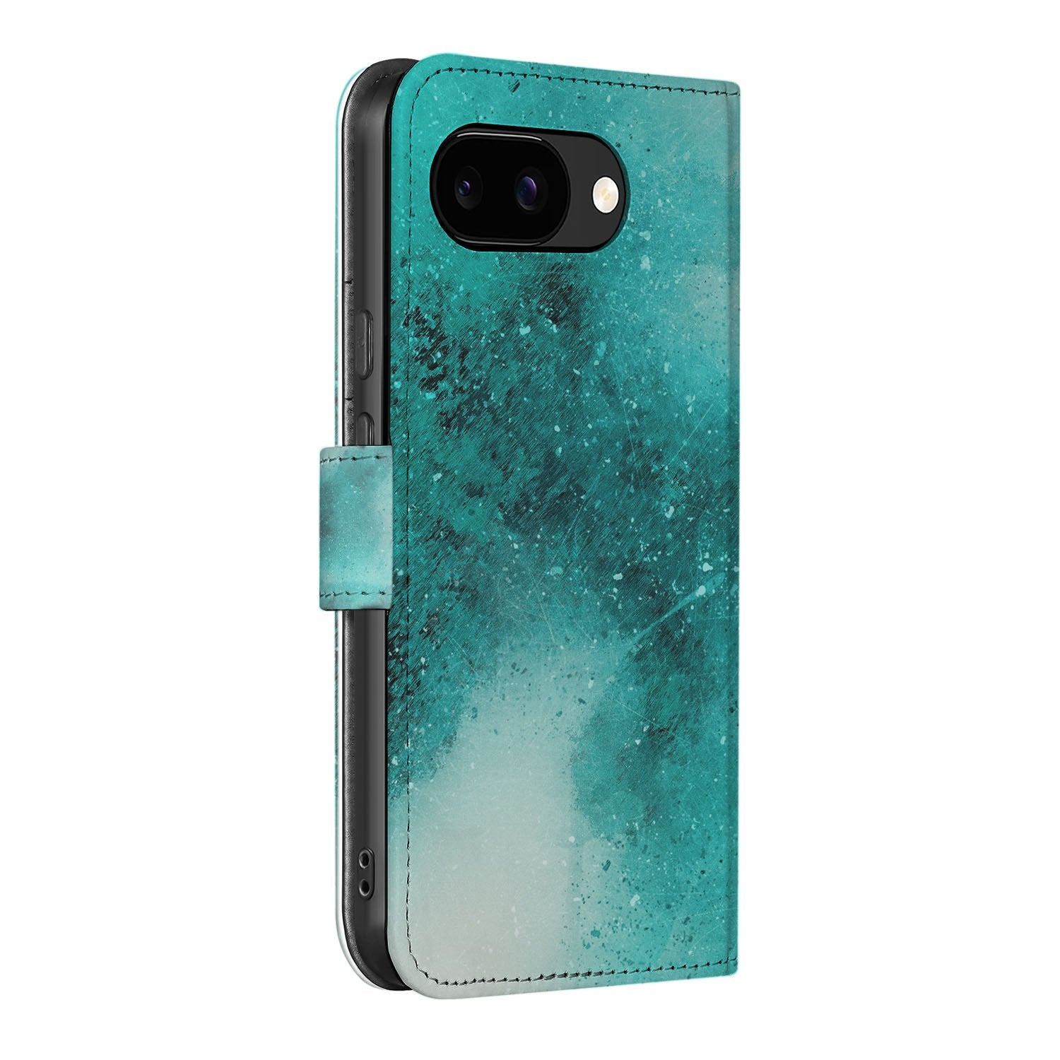 Google Pixel 9a Painting Blue Bookcase Hoesje zijaanzicht waterverf blauw