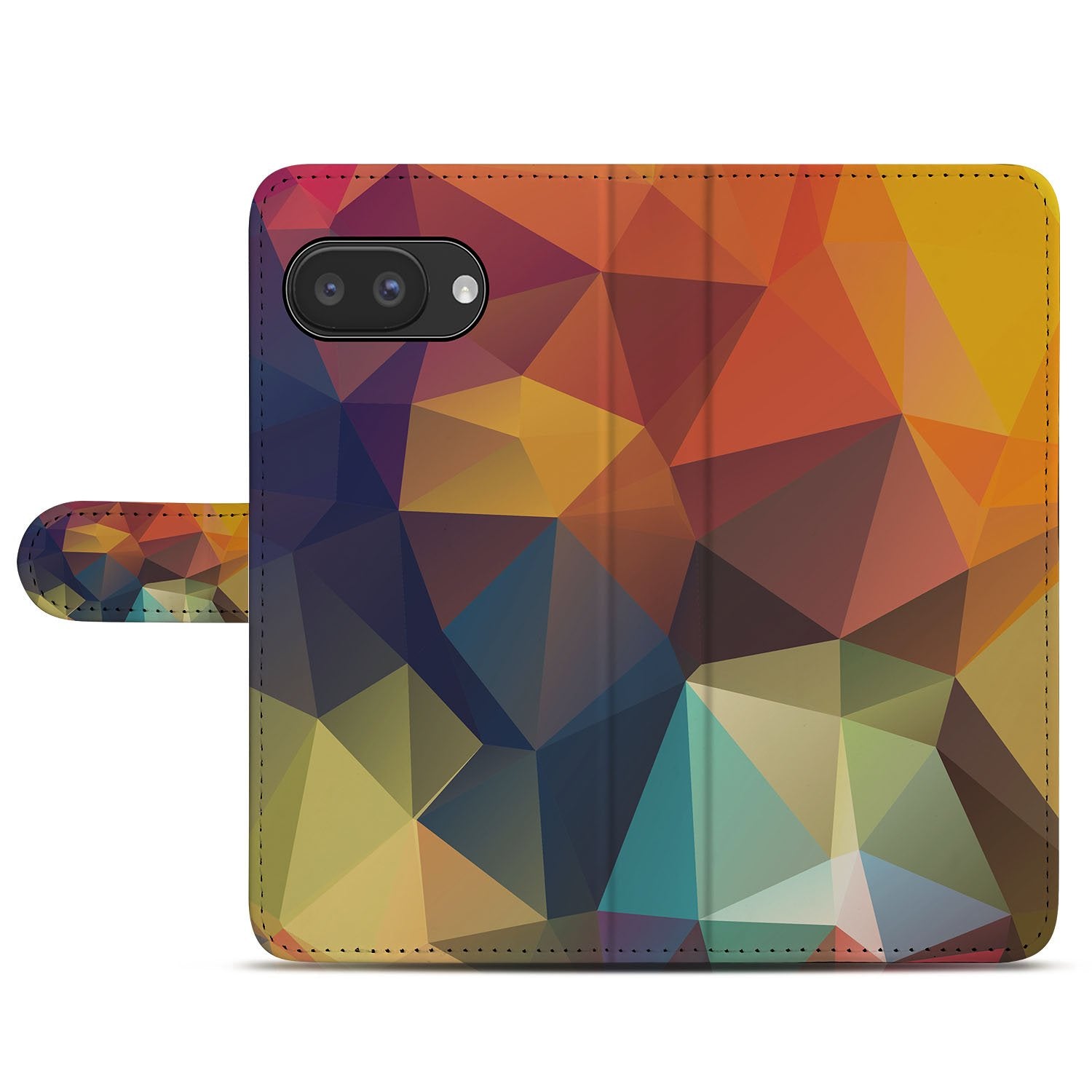Polygon Color Google Pixel 9a Book Case En Portemonnee Hoesje geometrisch ontwerp kleurrijk aanzicht