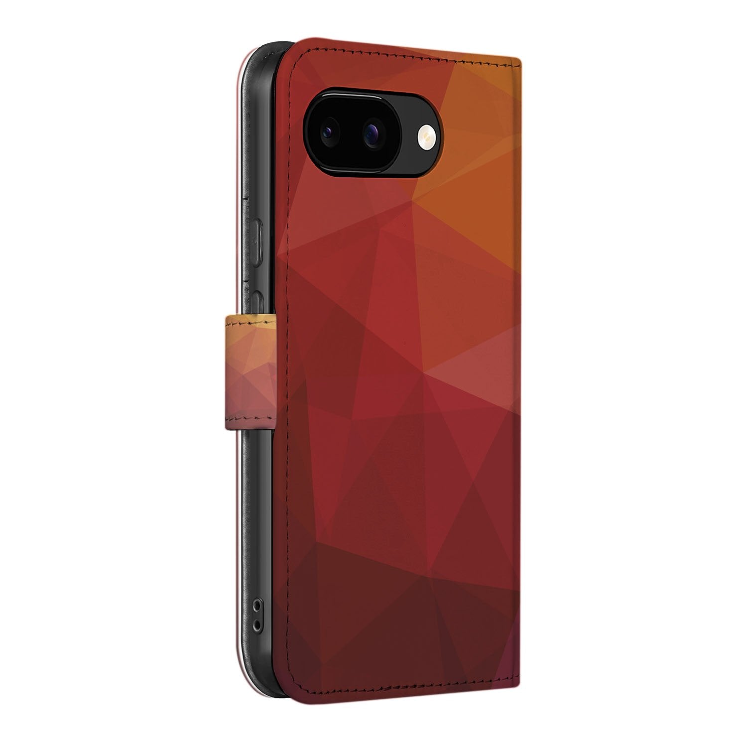 Polygon Google Pixel 9a Book Case geometrische stijl rood zijaanzicht