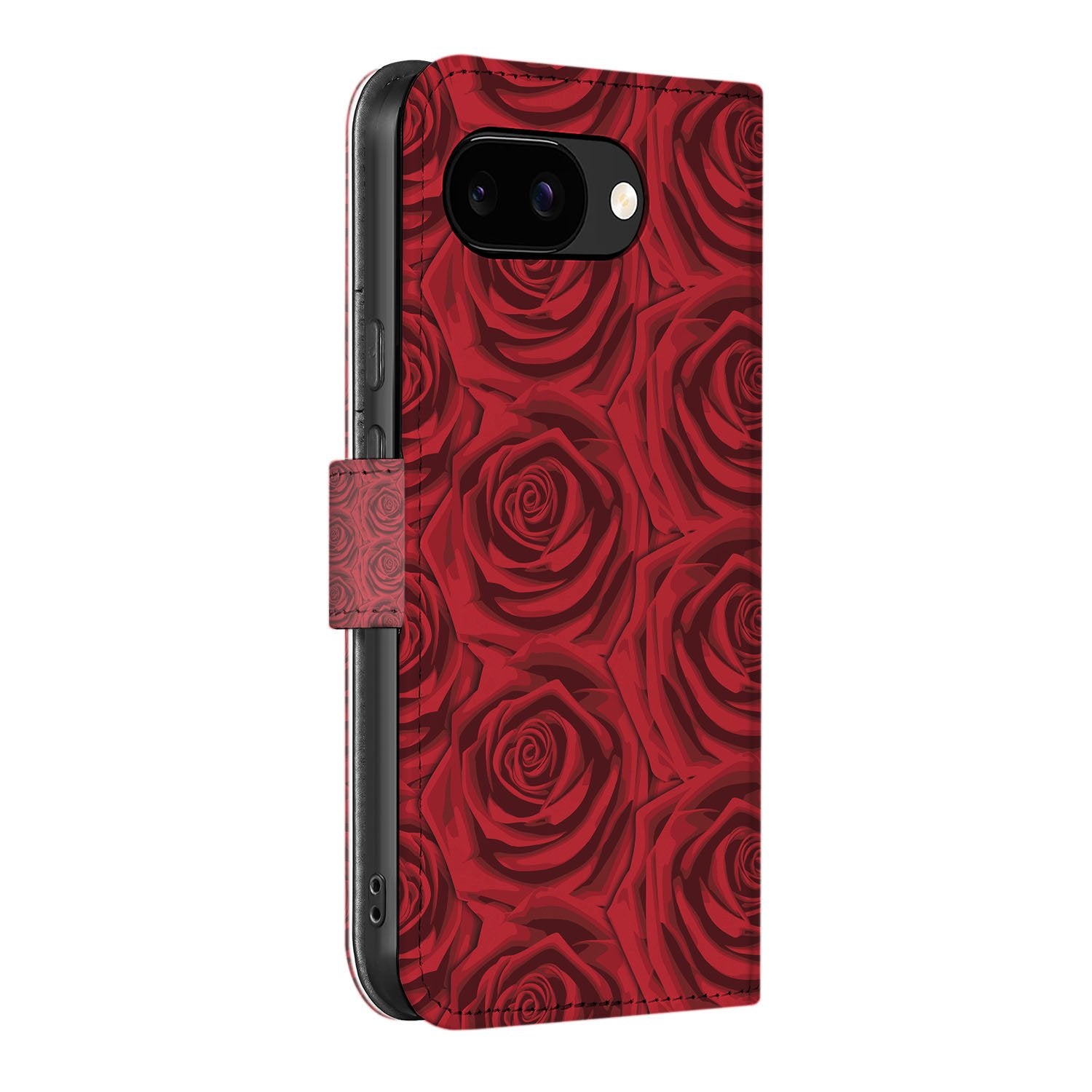 Google Pixel 9a Red Roses Book Case zijaanzicht