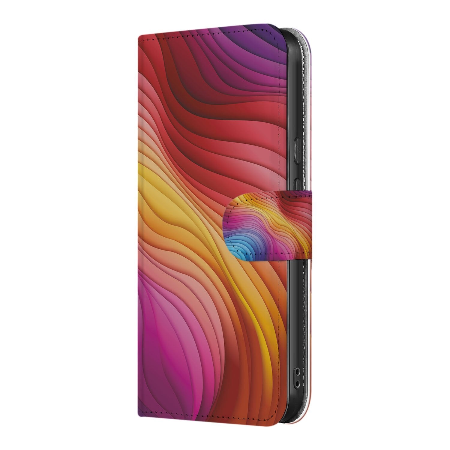 Regenbooggolven Google Pixel 9a Book Case Hoesje kleurrijk design zijaanzicht