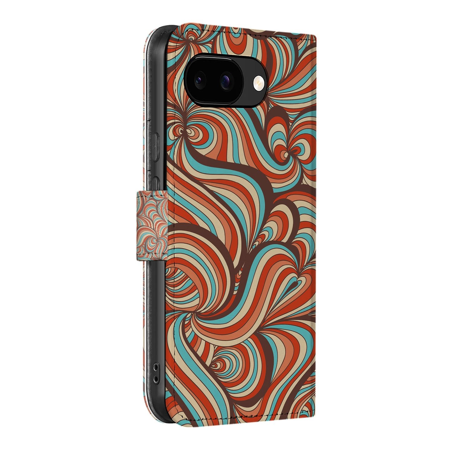 Retro Google Pixel 9a Book Case Portemonnee Hoesje designnaam zijaanzicht