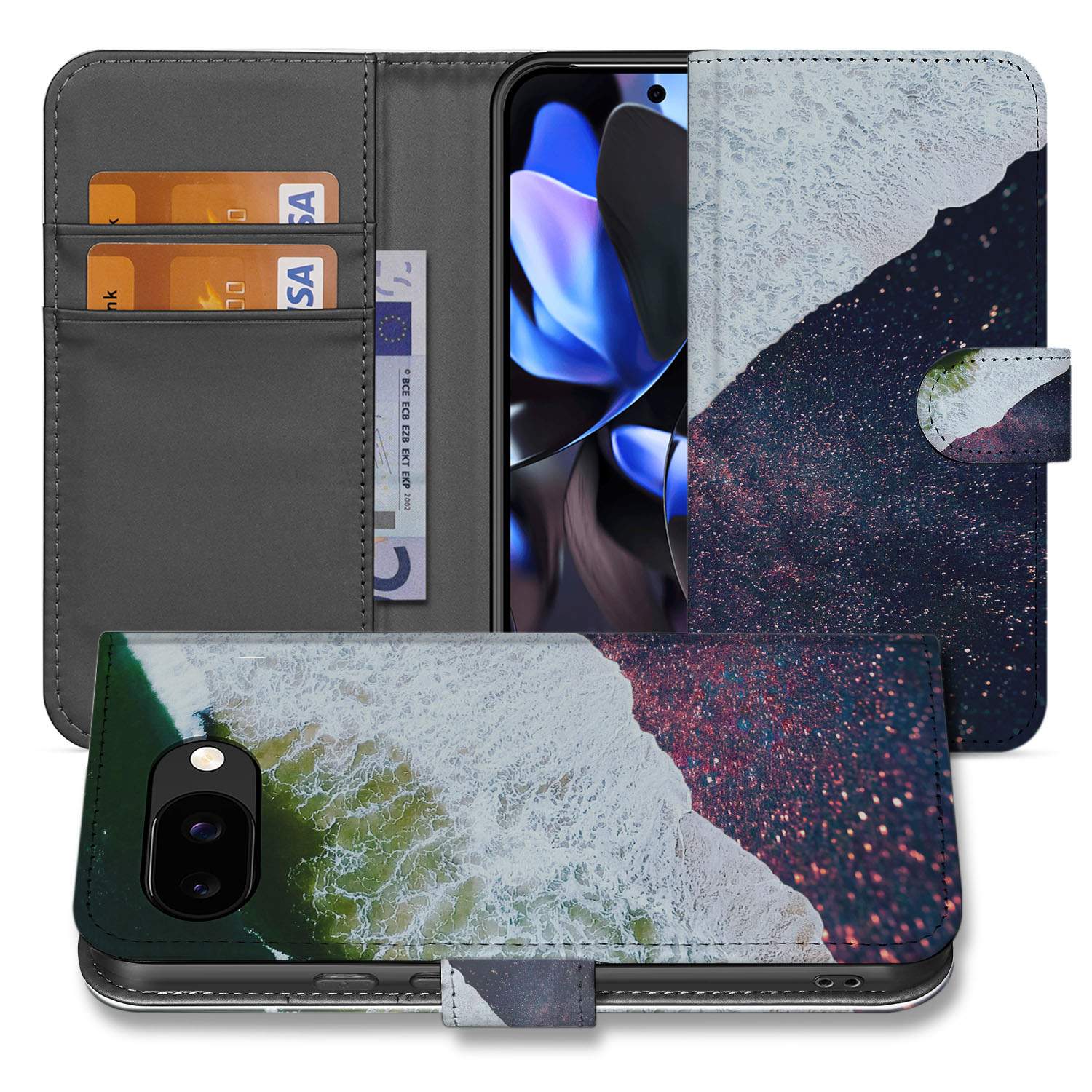 Book Case Google Pixel 9a Sea in Space design aanzicht