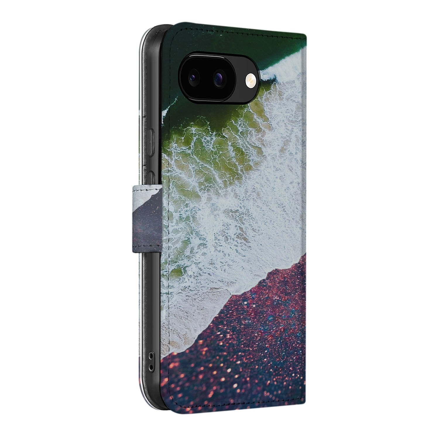 Book Case Google Pixel 9a Sea in Space maritiem design zijkant