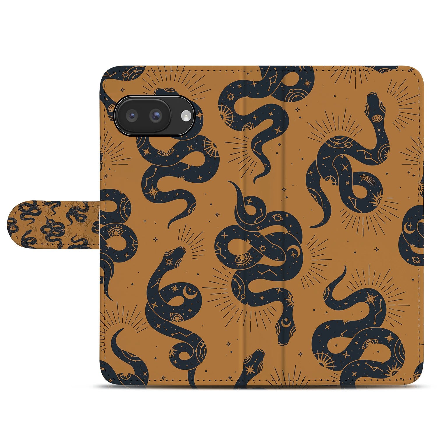 Slangen Design Google Pixel 9a Book Case slangenprint bruin ontwerp voorkant