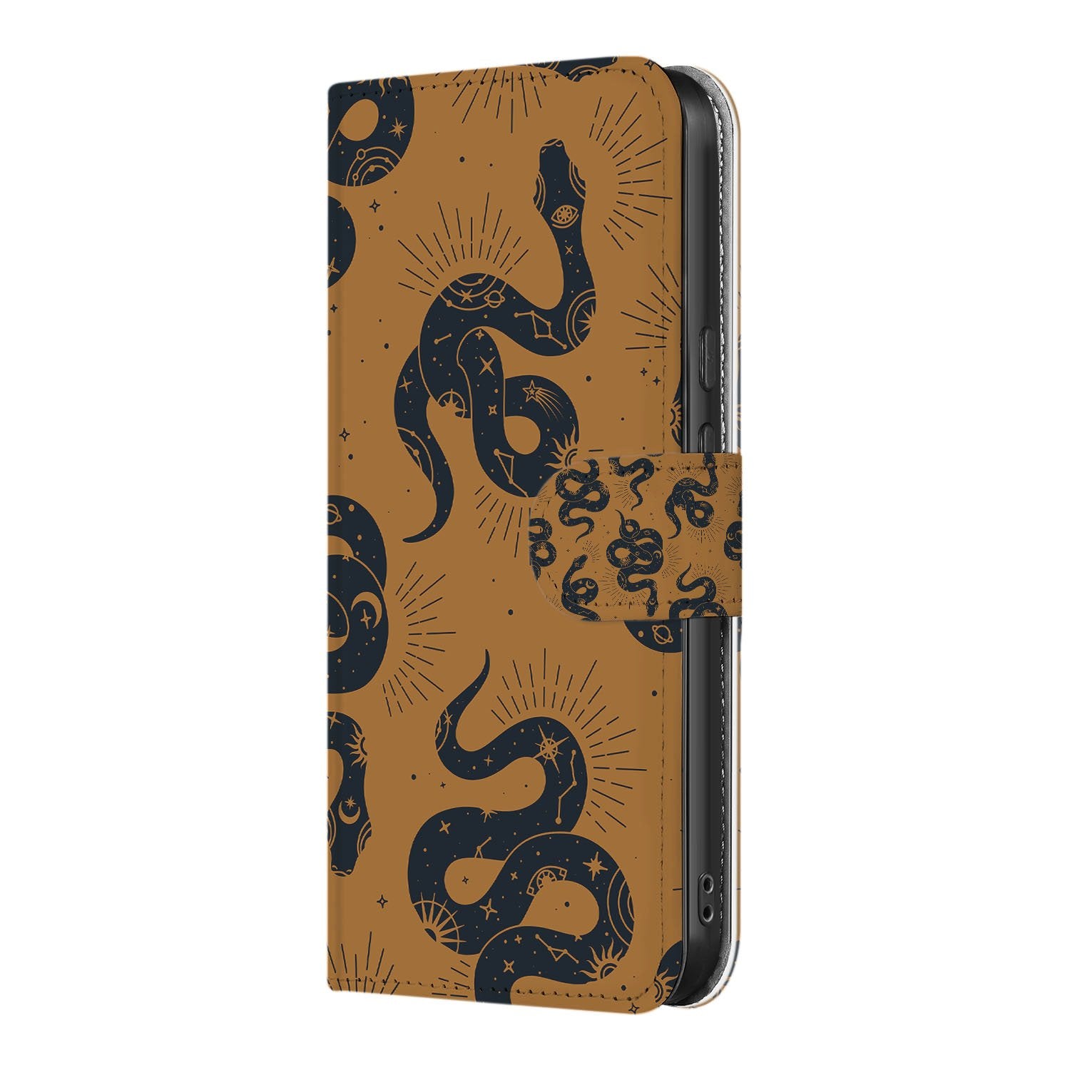Slangen Design Google Pixel 9a Book Case slangenprint bruin zijaanzicht