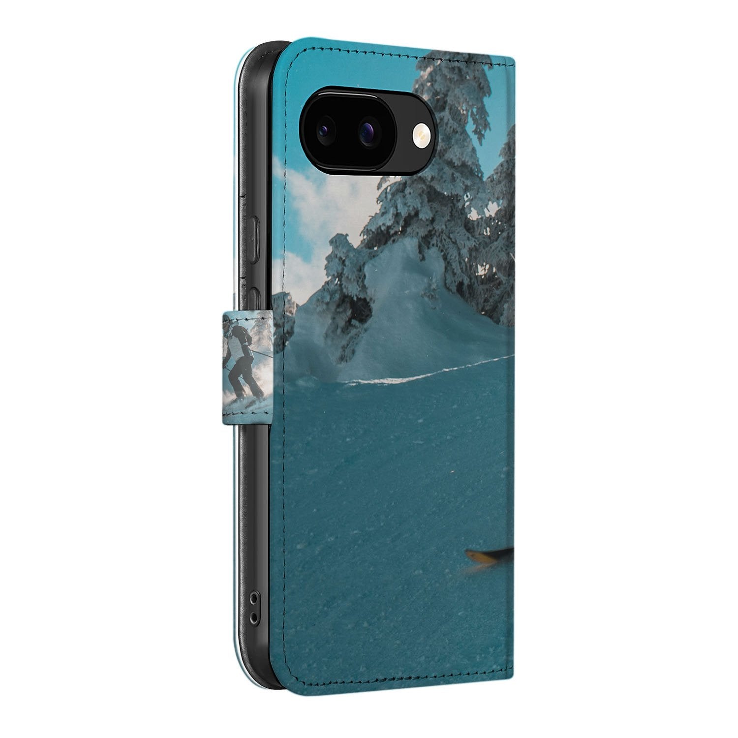 Google Pixel 9a bookcase hoesje met eigen foto ontwerpen design blauwe bergen aanzicht