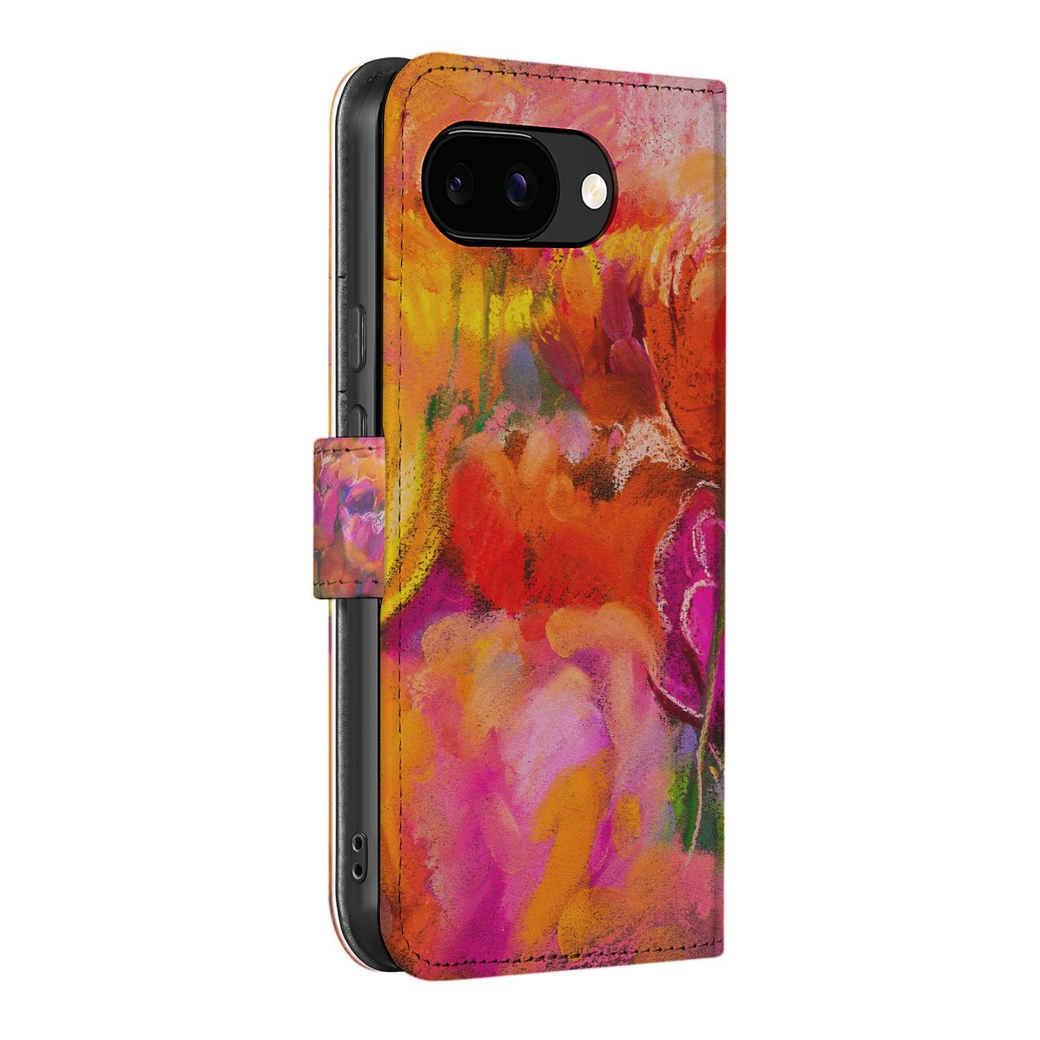 Tulips Google Pixel 9a Bookcase Hoesje tulpen design zijaanzicht