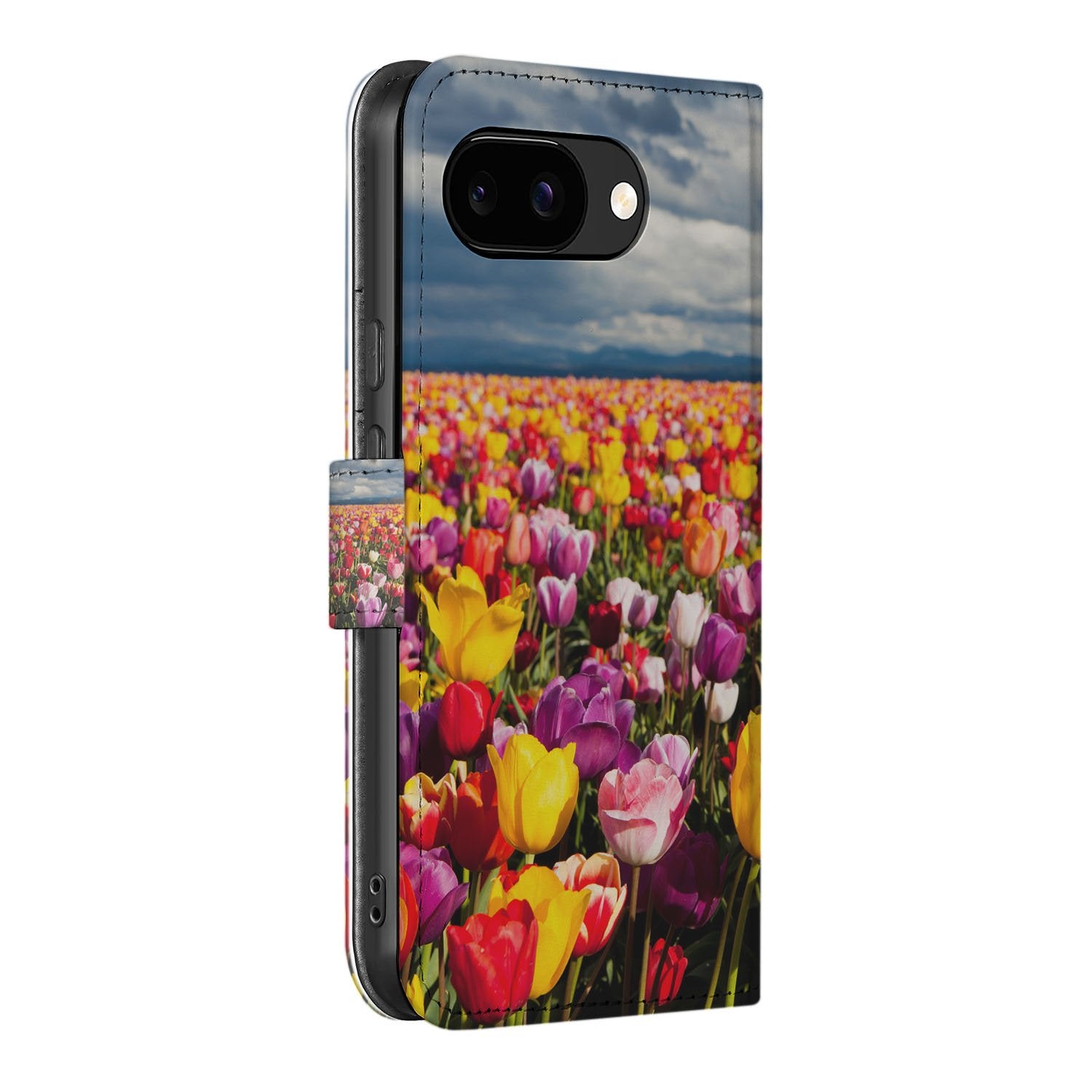 Google Pixel 9a Portemonnee Hoesje Tulpen Motief aanzicht