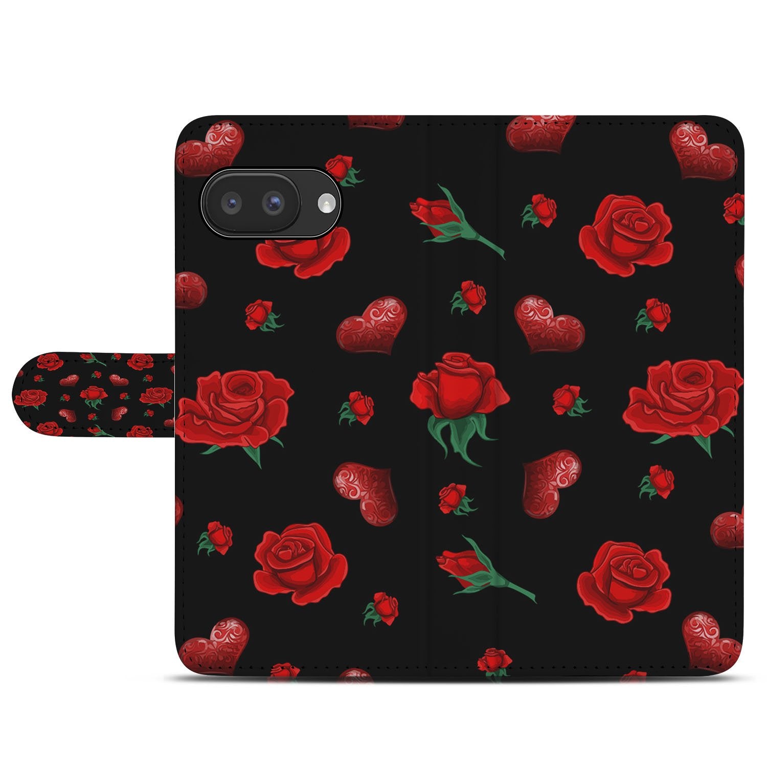 Google Pixel 9a Bookcase Hoesje Valentine Rozenpracht met Luxe Bescherming en Stijl boekcase design rozen zwart