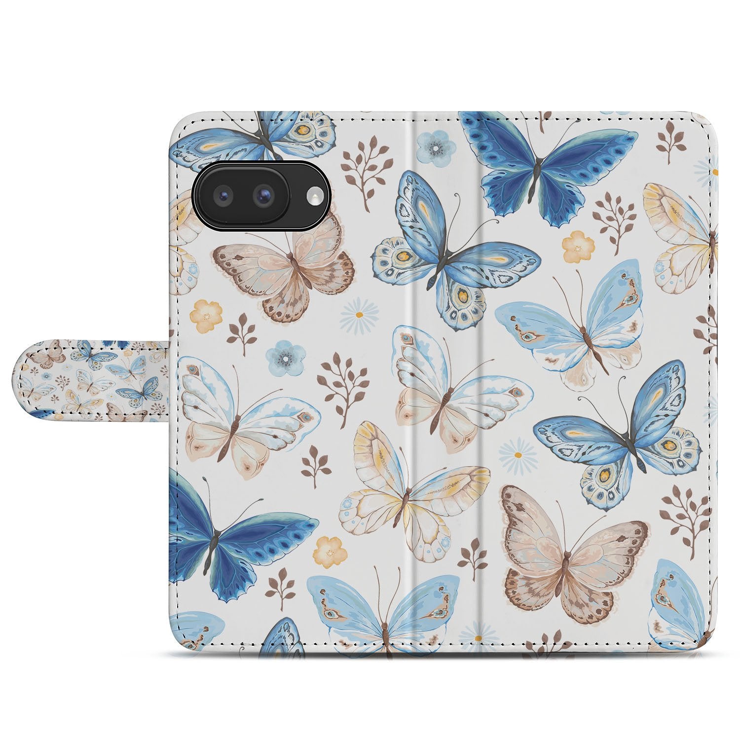 Vlinder Book Case En Portemonnee Hoesje Google Pixel 9a vlinderontwerp voorkant