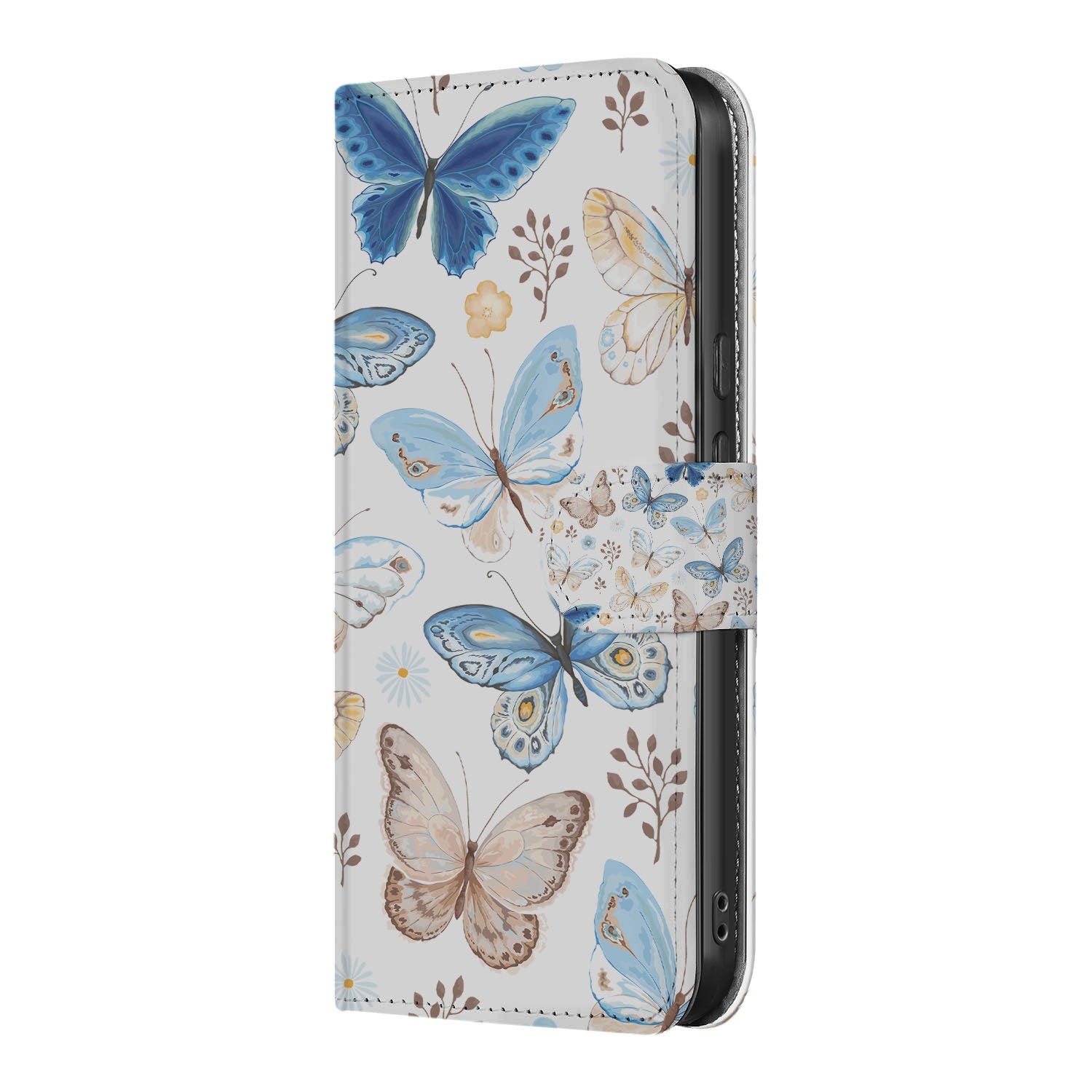 Vlinder Book Case En Portemonnee Hoesje Google Pixel 9a Vlinderontwerp zijaanzicht