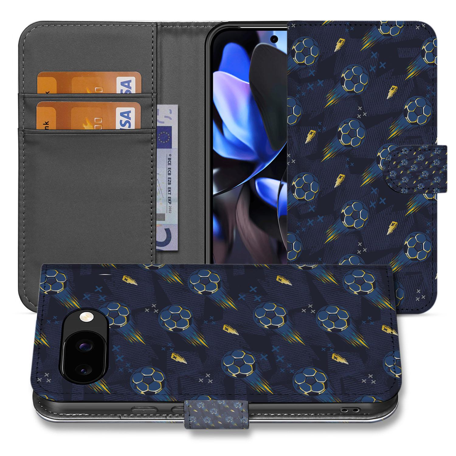 Google Pixel 9a Voetbal Design Book Case Hoesje voorkant achterzijde