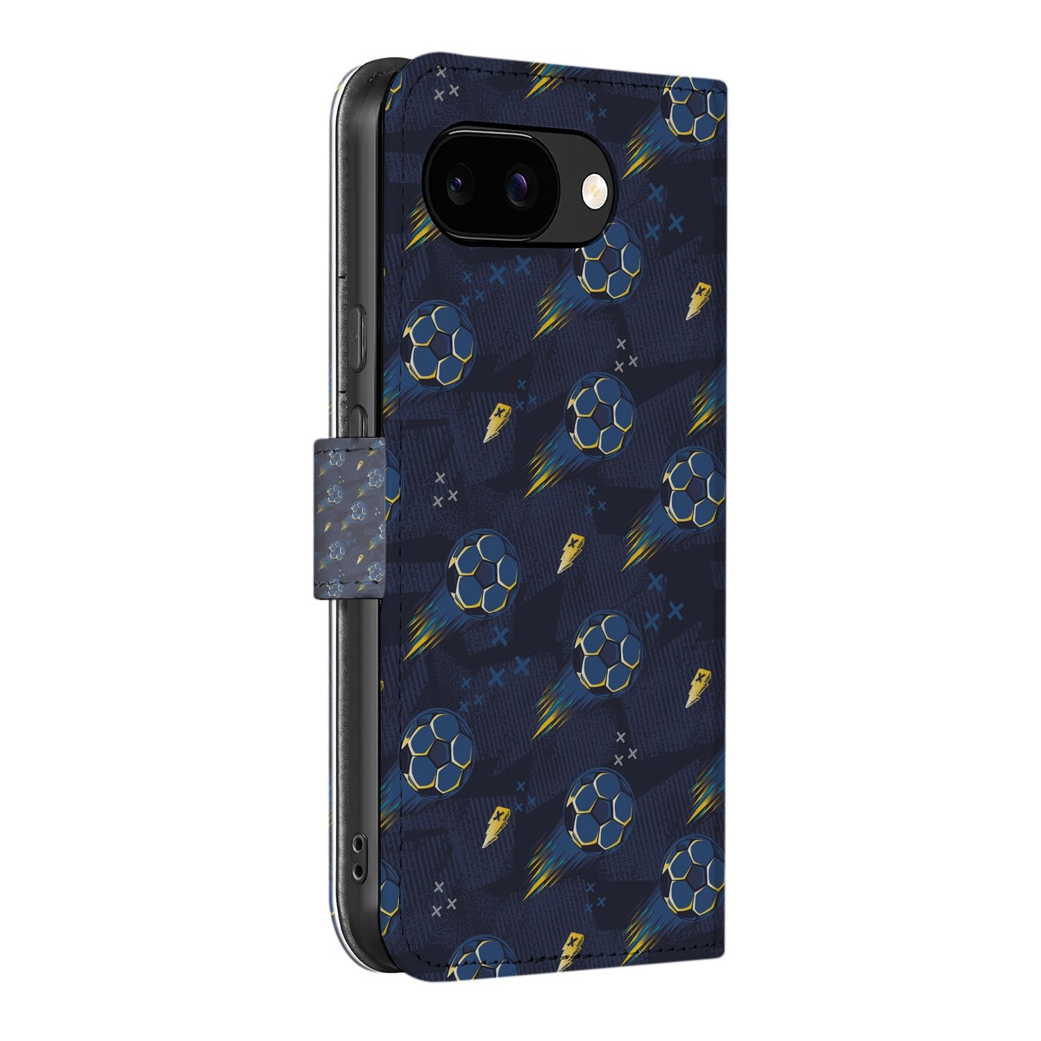 Google Pixel 9a Voetbal Design Book Case Hoesje zijaanzicht