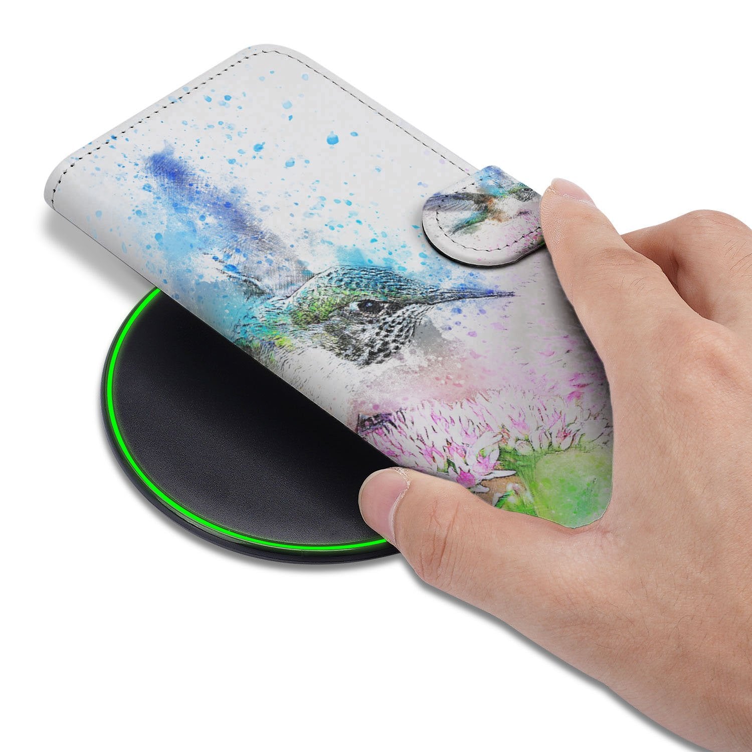 Vogel Print Google Pixel 9a Portemonnee Hoesje hand aanzicht