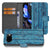 Google Pixel 9a Bookcase Hoesje Afgebladderd Blauw Hout design vooraanzicht