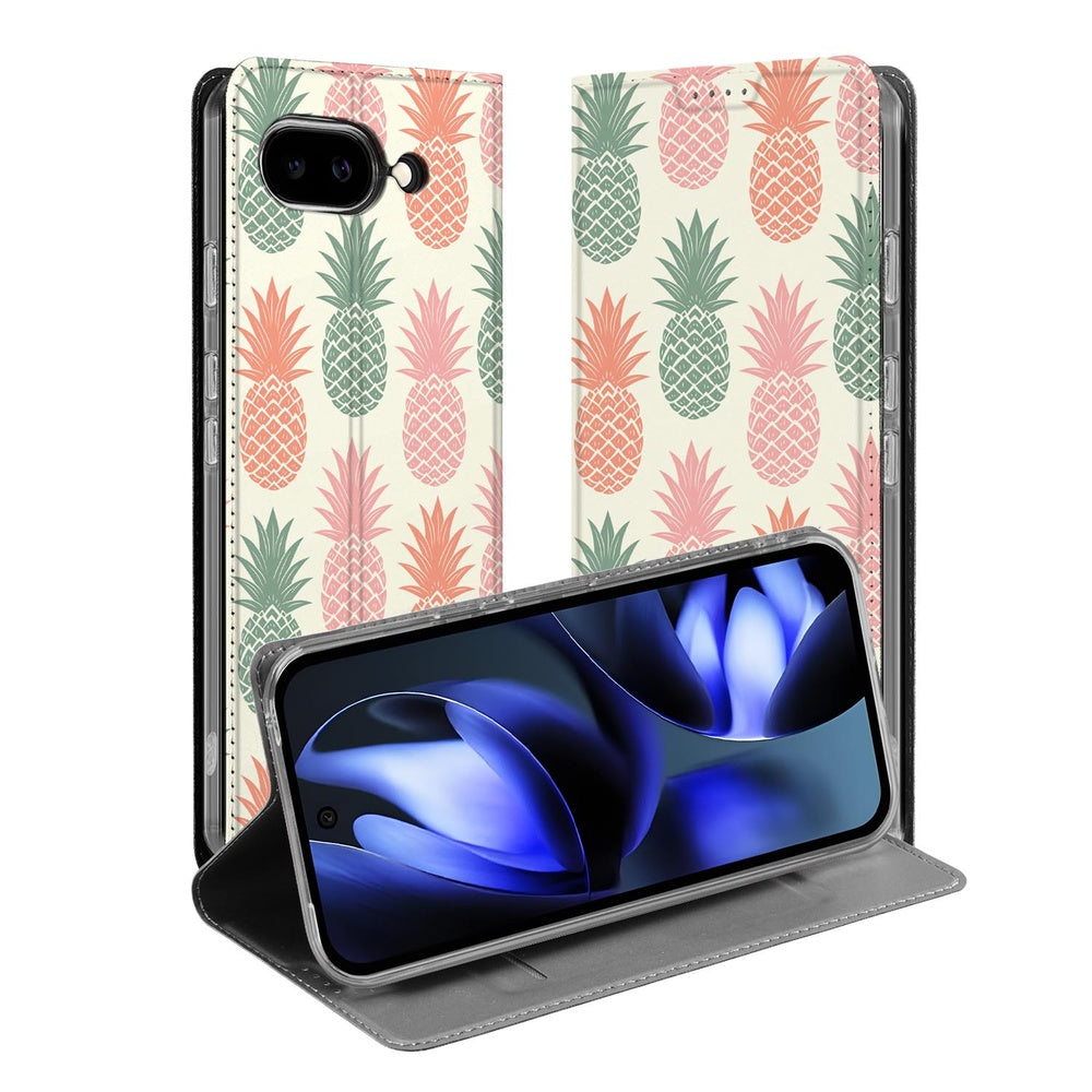 Google Pixel 9a Bookcase Ananas boekcase ananas patroon vooraanzicht