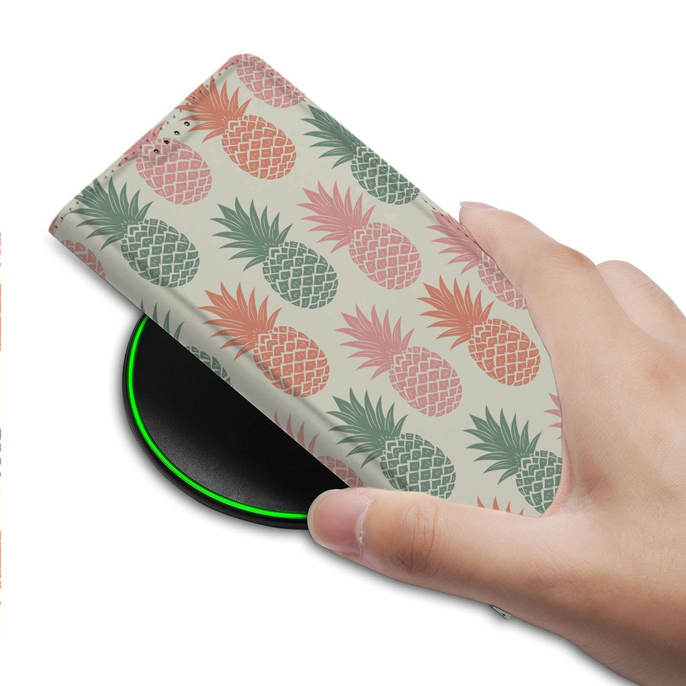 Google Pixel 9a Bookcase Ananas boekhoes ananas patroon hand opladen