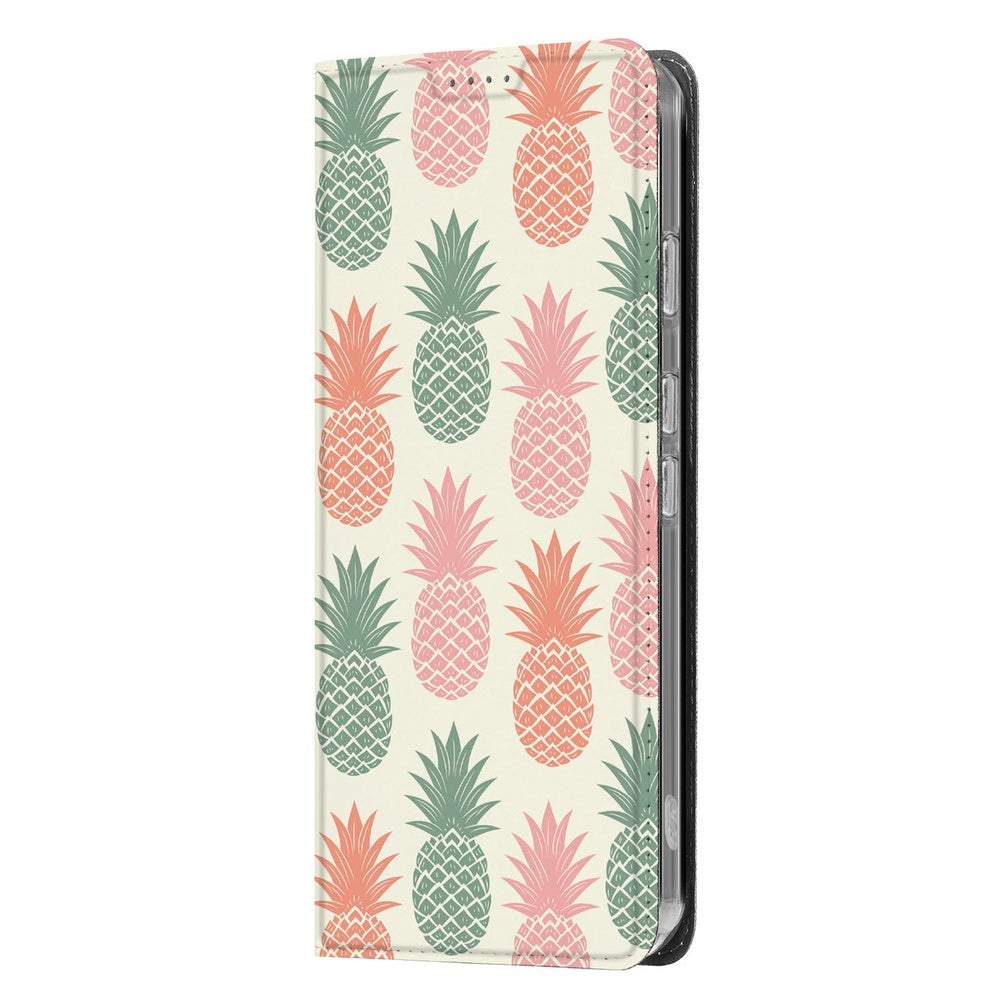 Google Pixel 9a Bookcase Ananas boekcase ananas motief zijaanzicht