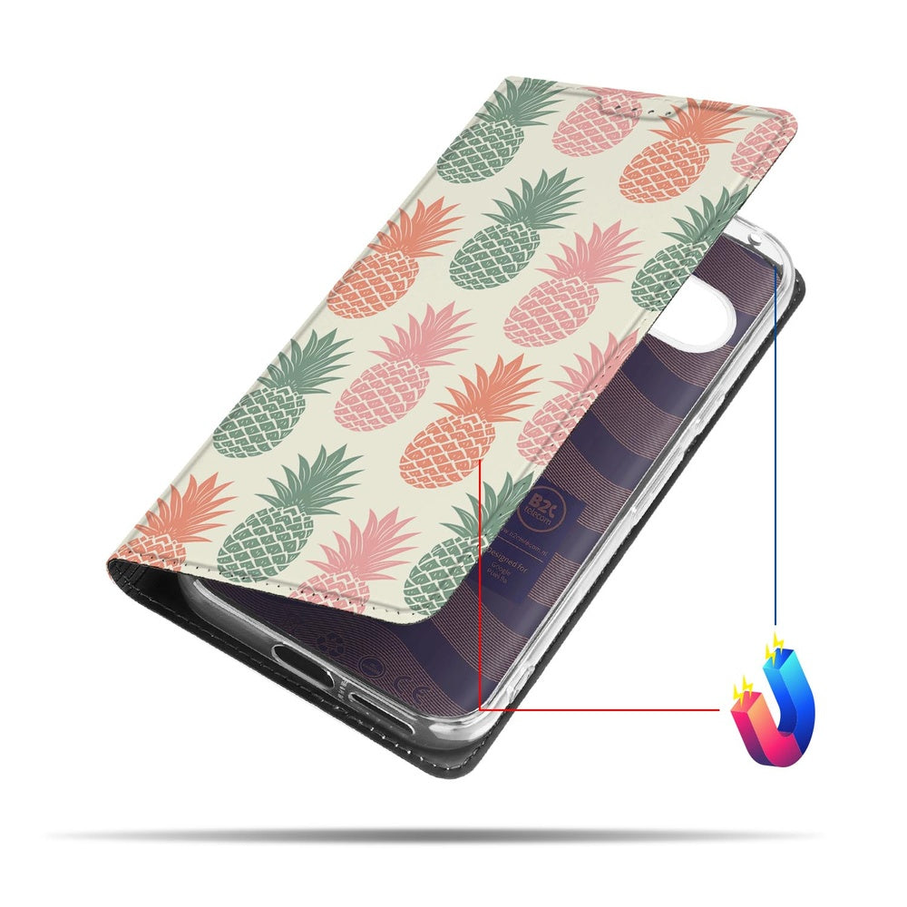 Google Pixel 9a Bookcase Ananas bookcase ananas flip cover zijaanzicht