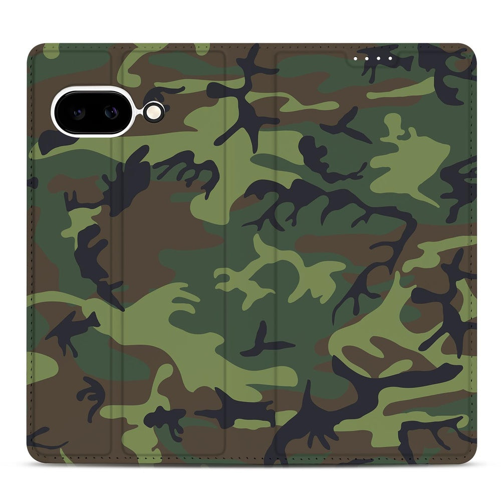 Google Pixel 9a Telefoonhoesje Army Dark camouflage design voorkant