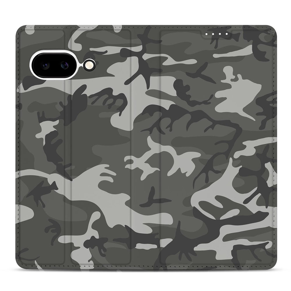 Book Wallet Case Google Pixel 9a Army Light camouflage design voorkant