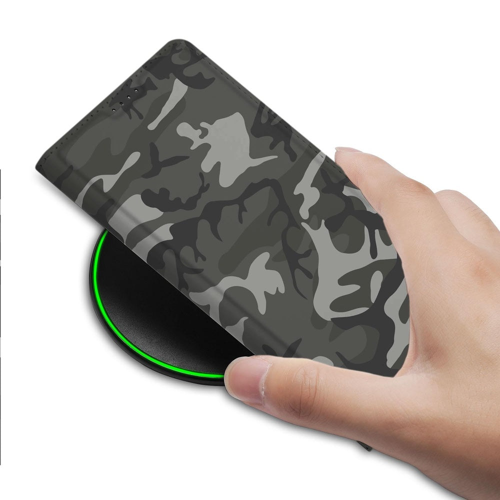 Google Pixel 9a Book Wallet Case Army Light camouflage design hand wireless charger