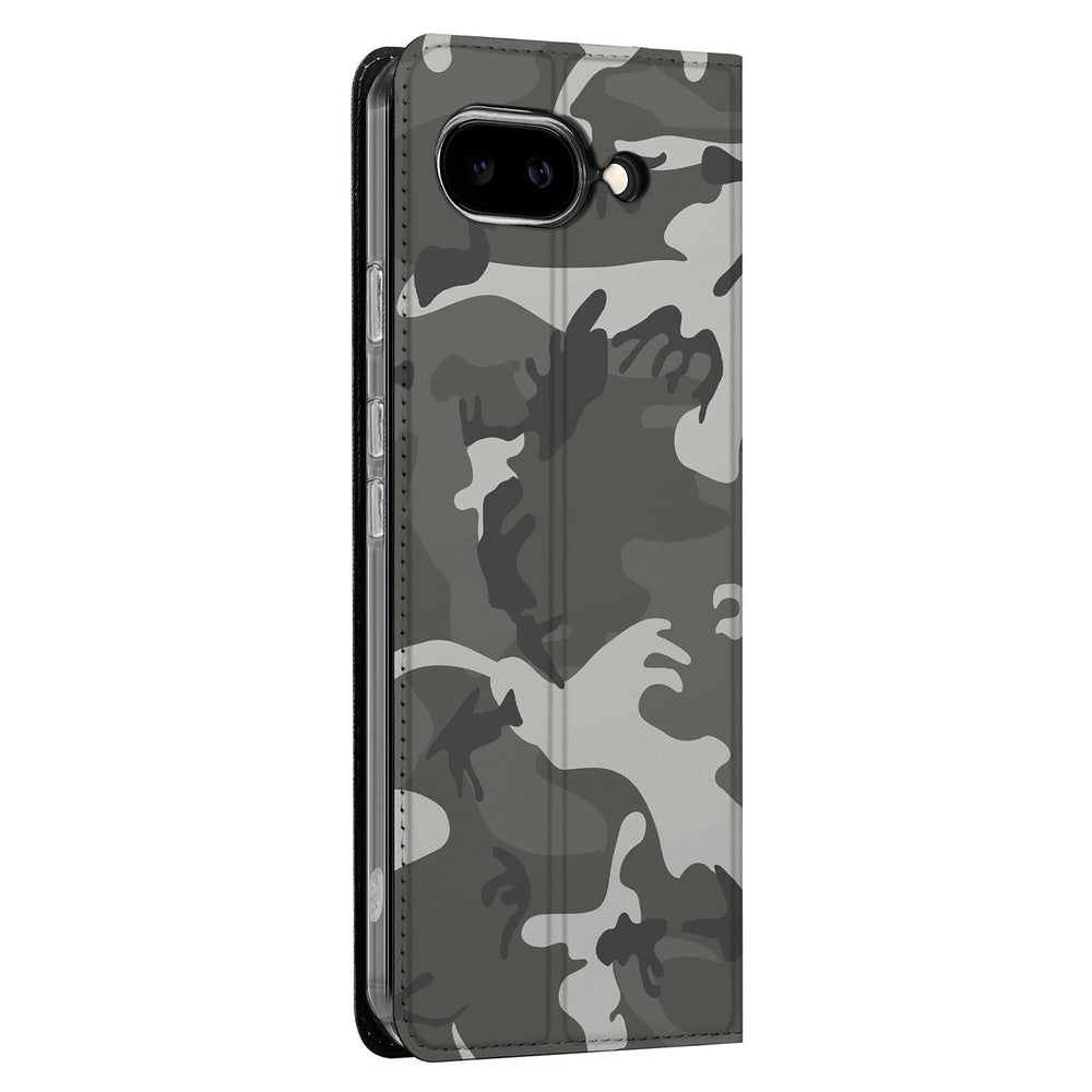 Google Pixel 9a Book Wallet Case Army Light camouflage design zijaanzicht