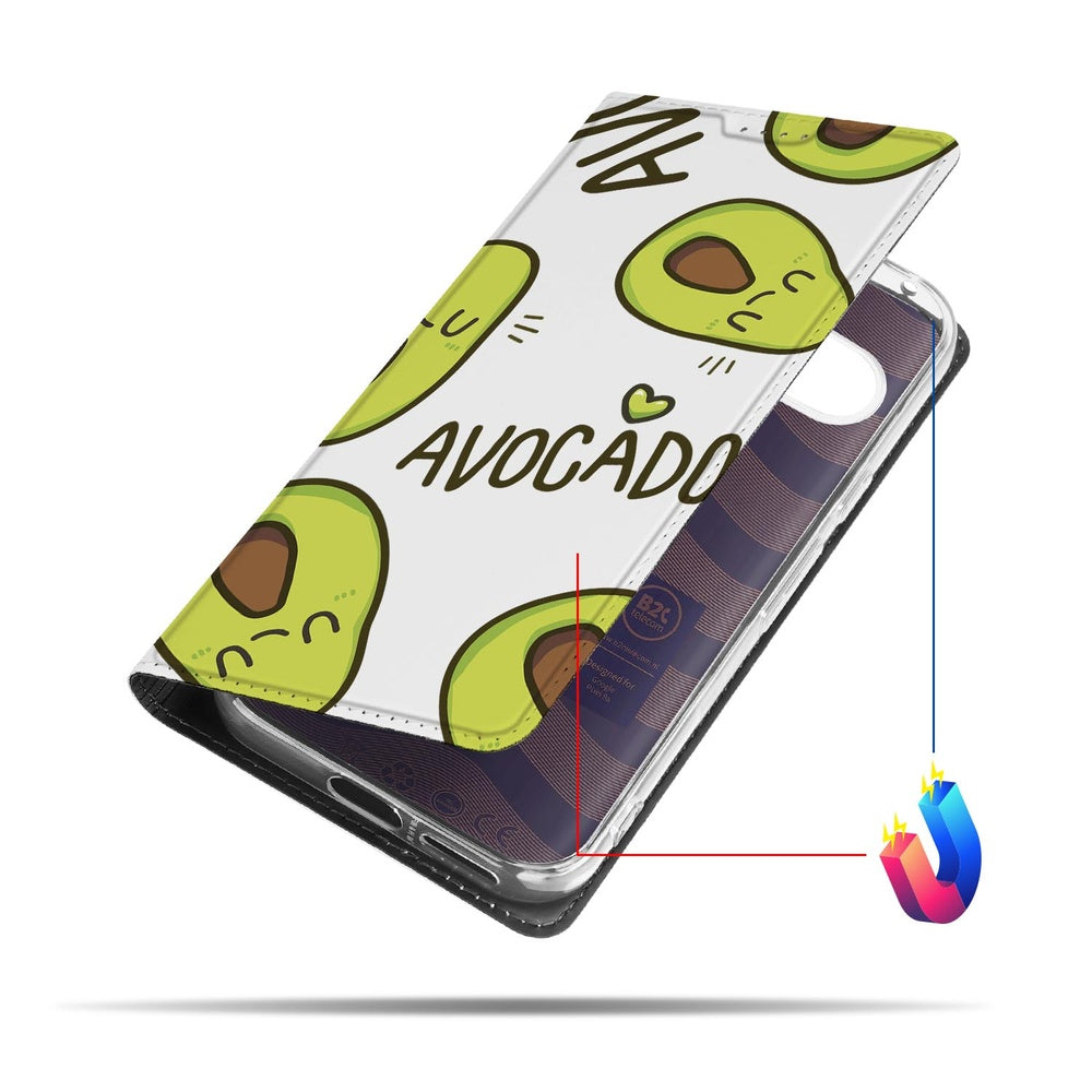 Google Pixel 9a Flip Style Cover Avocado Singing hoesje avocado design voorkant