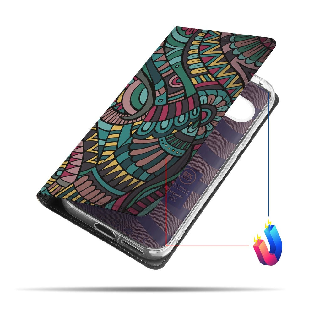 Google Pixel 9a Standcase Hoesje Aztec kleurrijke print detail