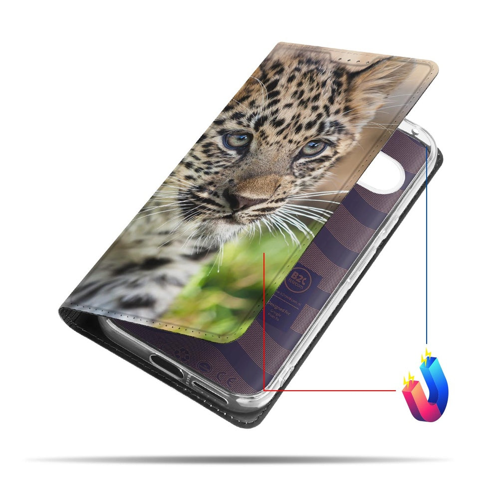 Google Pixel 9a Smart Cover Hoesje Baby Luipaard baby-luipaard design close-up