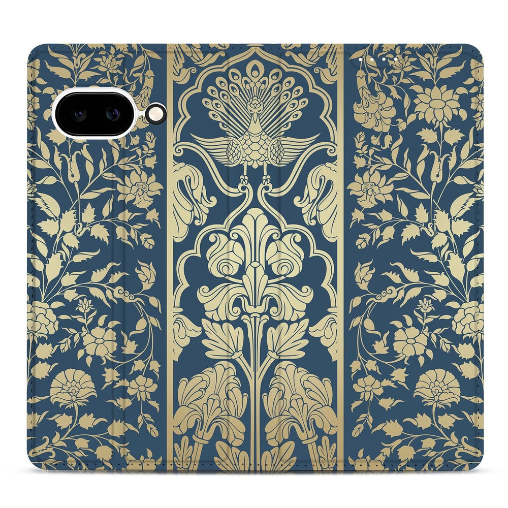 Google Pixel 9a Book Case Beige Flowers ontwerp achterzijde