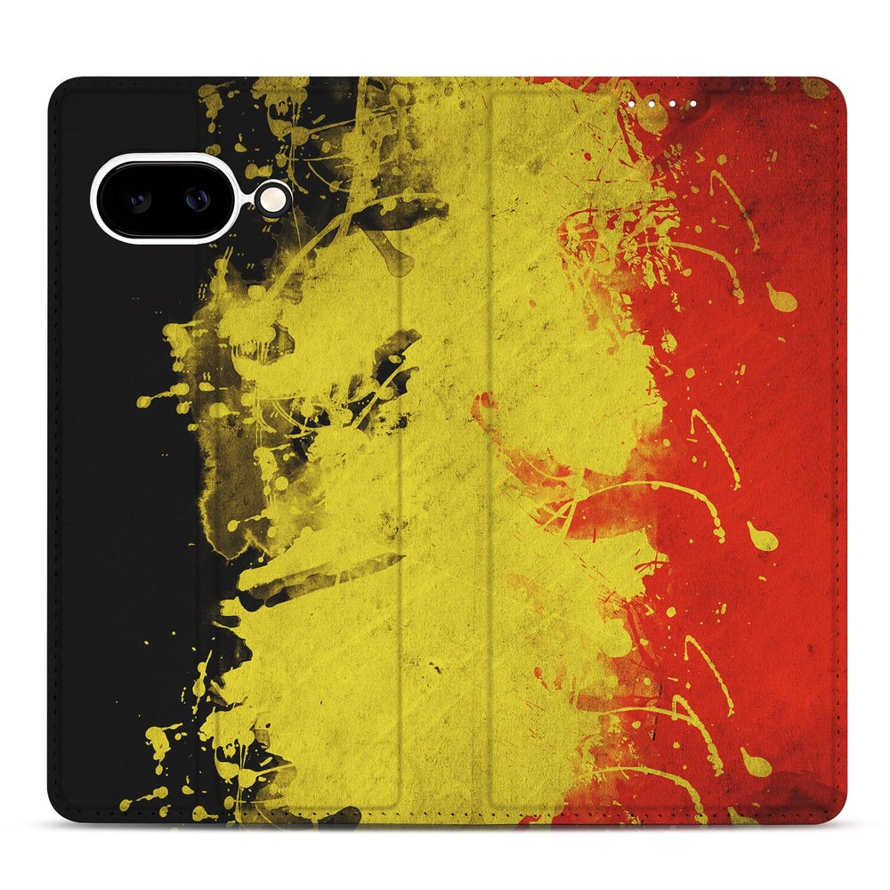 Google Pixel 9a Book Cover Belgie book cover design met Belgisch kleurenpatroon