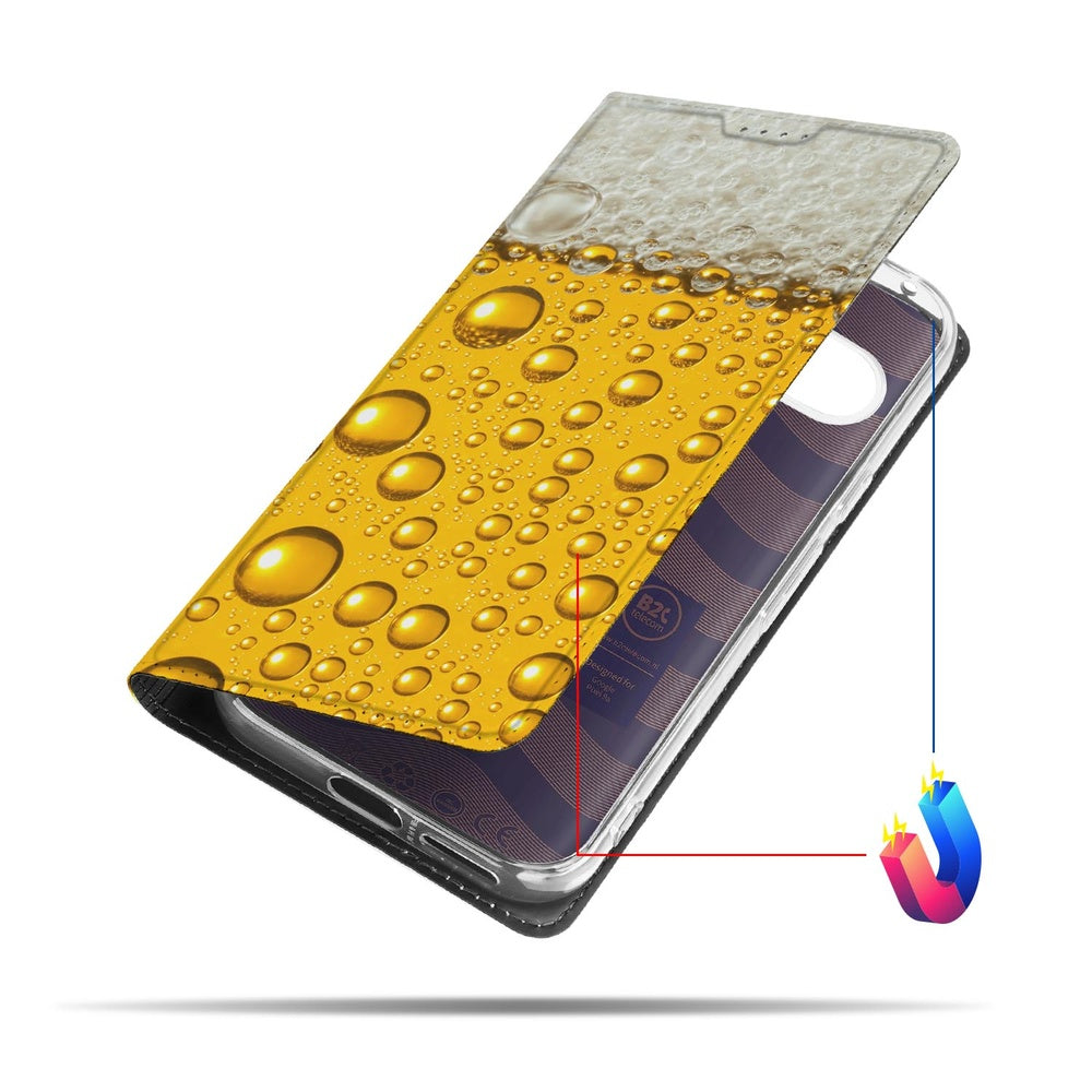 Google Pixel 9a Bookcase Bier hoesje bierprint ontwerp voorkant