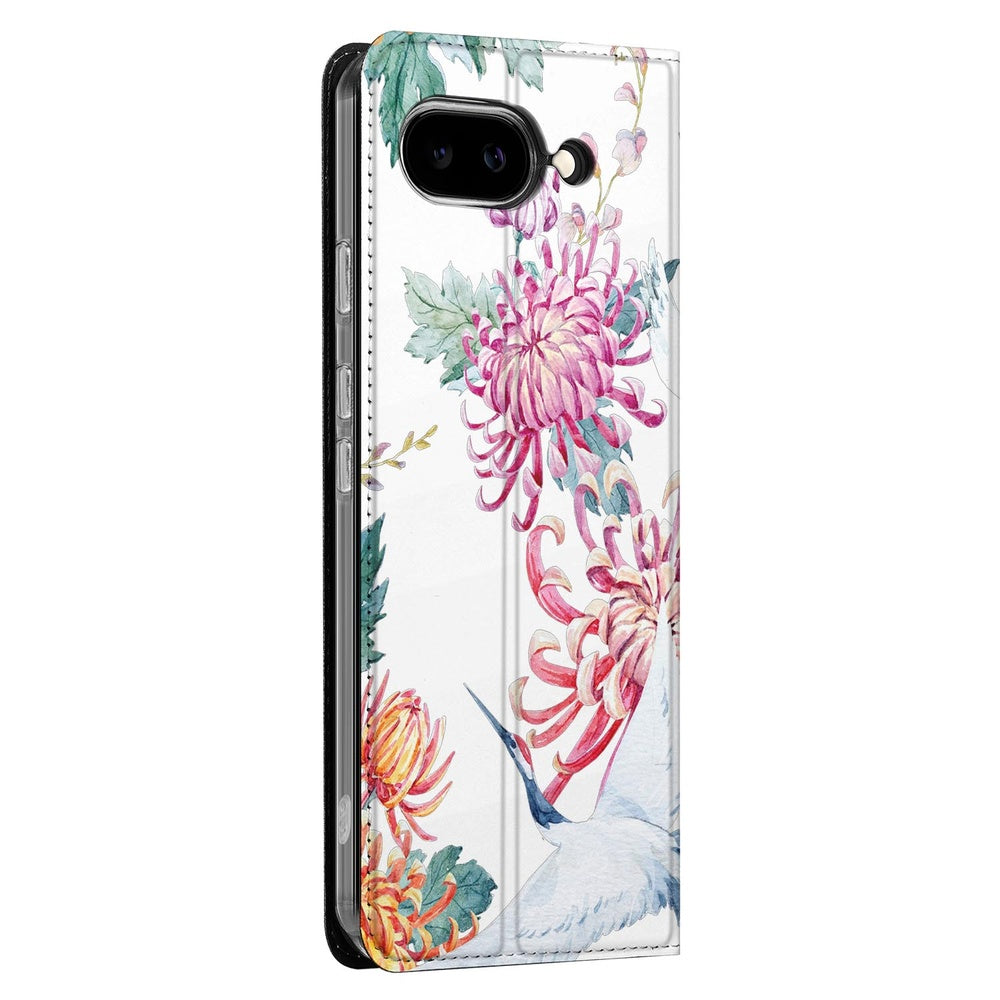 Google Pixel 9a Telefoonhoesje Bird Flowers telefoonhoesje aquarel bloemen vogel zijaanzicht