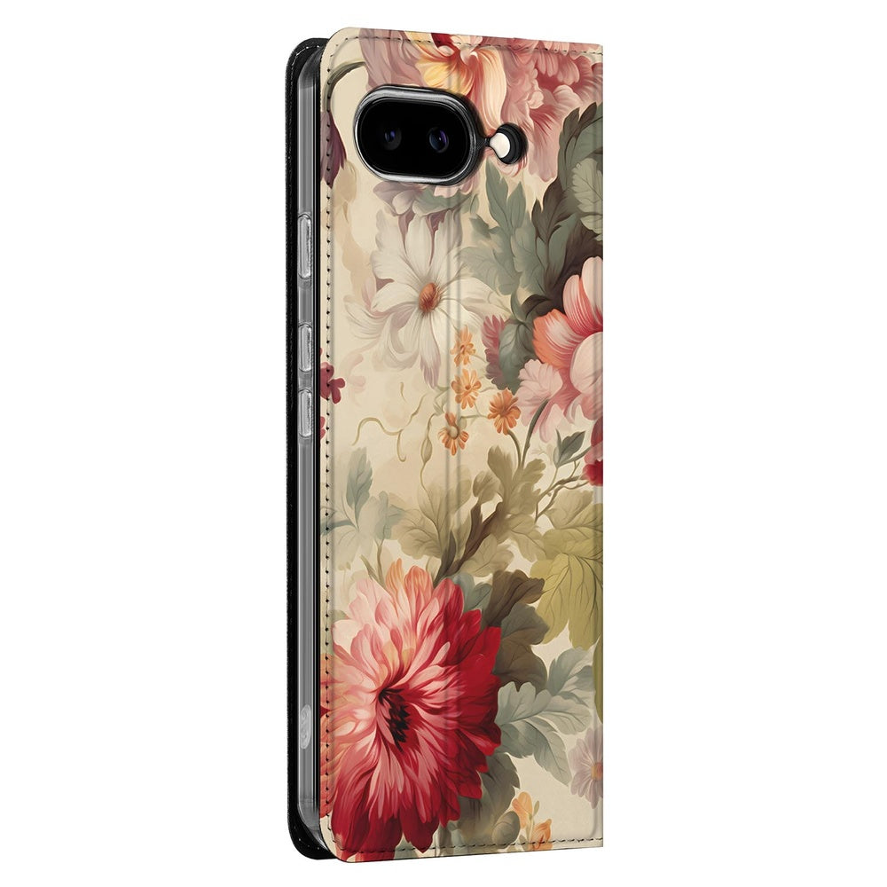 Google Pixel 9a Flip Style Cover Bloemen bloemenprint design zijaanzicht