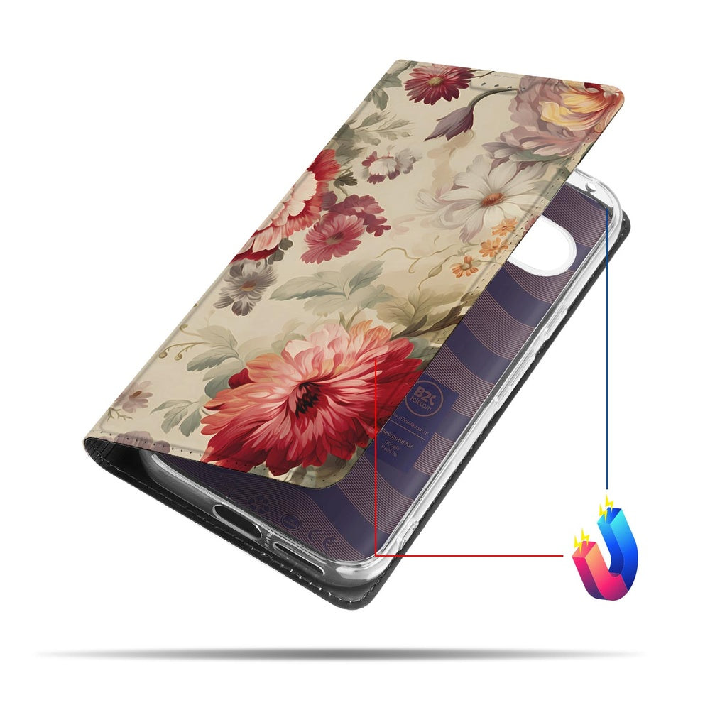 Google Pixel 9a Flip Style Cover Bloemen bloemenprint achterzijde