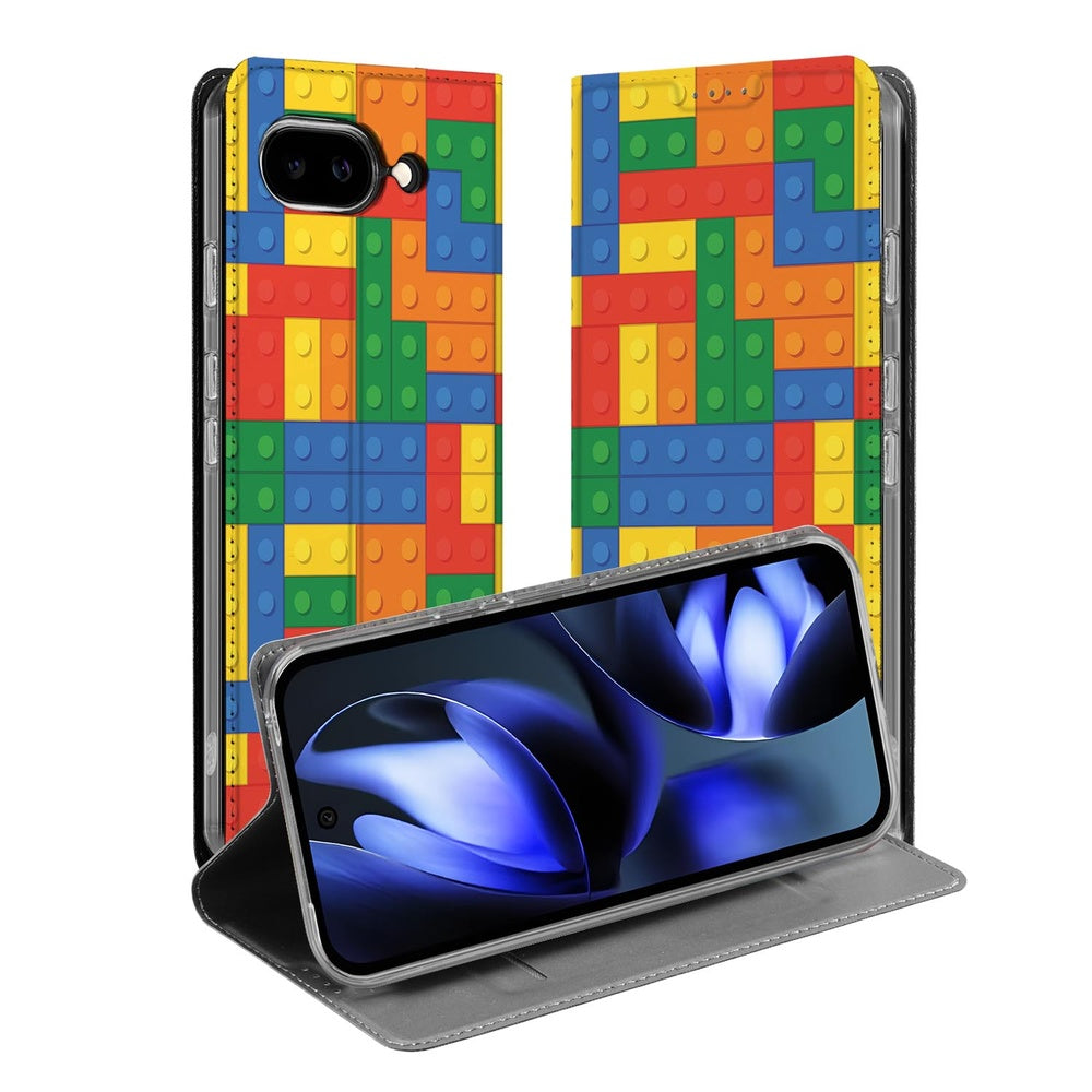 Google Pixel 9a Book Case Blokken book case blokken print kleurrijk aanzicht
