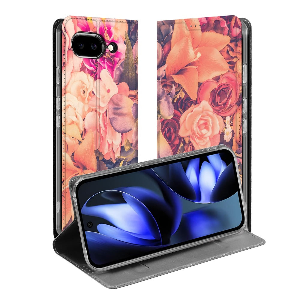 Google Pixel 9a Bookcase Bosje Bloemen boekcase bloemen ontwerp voorkant achterkant