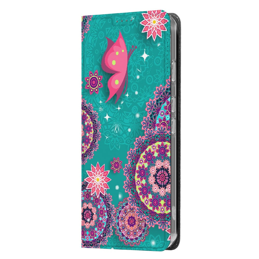 Google Pixel 9a Flip Style Cover Cirkels en Vlinders design kleurrijk mandala vlinder
