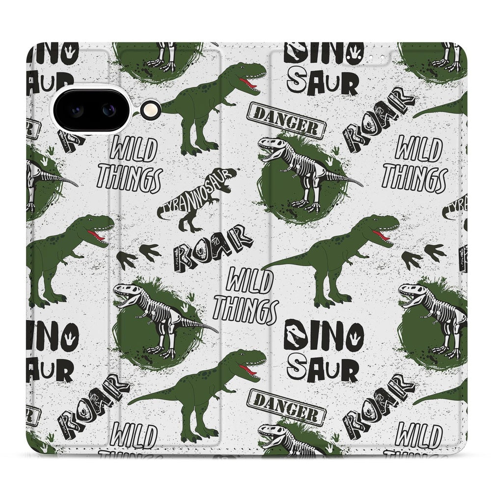 Google Pixel 9a Smart Cover Hoesje Dinosaurus design dinosaurus voorkant