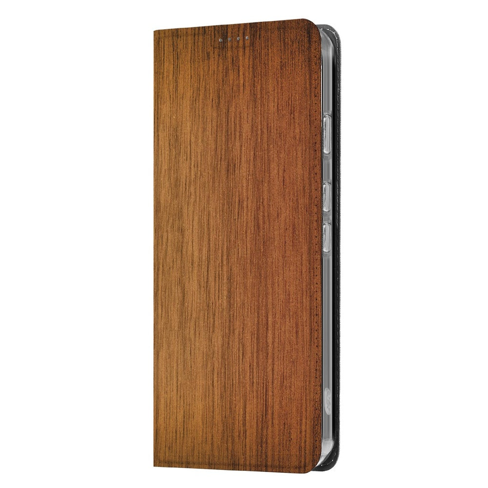 Google Pixel 9a Flip Style Cover Donker Hout hoes donker hout aanzicht