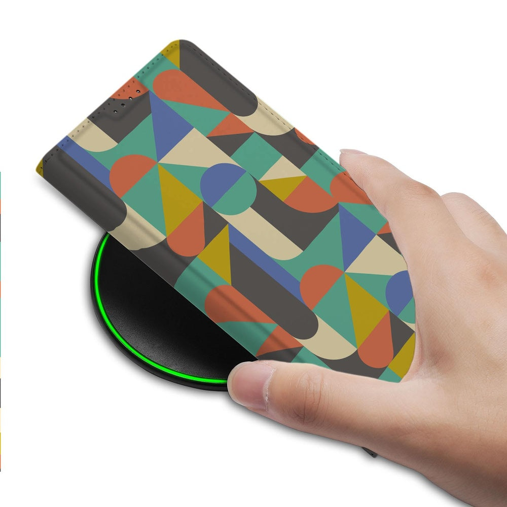 Google Pixel 9a Book Case Funky Retro hand zwart groen oplader