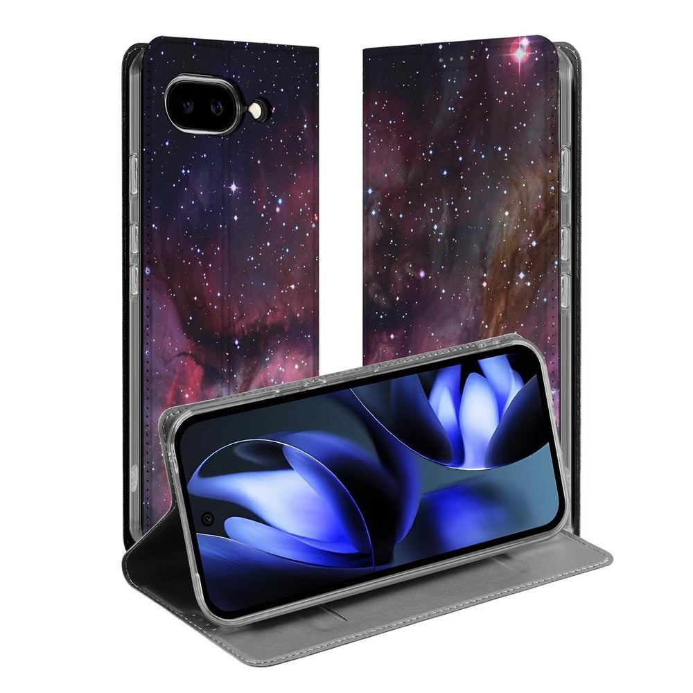 Book Case Google Pixel 9a Galaxy minion design voorkant en achterkant