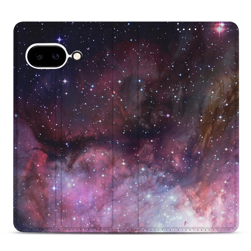 Google Pixel 9a Book Case Galaxy sterrenstof ruimte design aanzicht